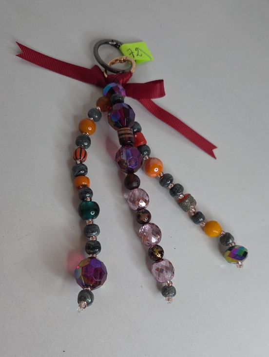 Accessories - 72 - Beaded Multicolor Bag Charm - Yellow, Pink, Purple, Green